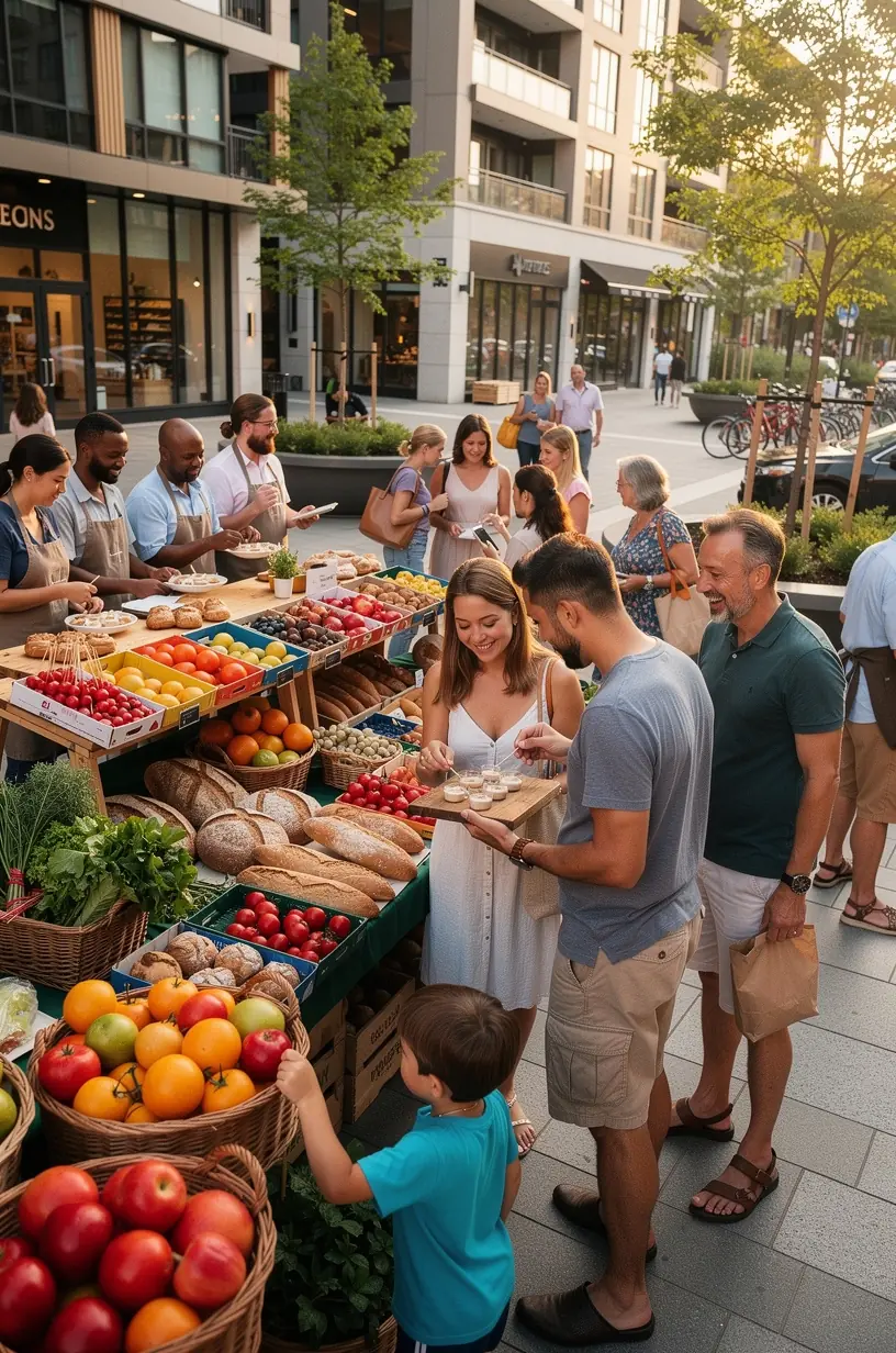 Community members enjoying a vibrant block party event